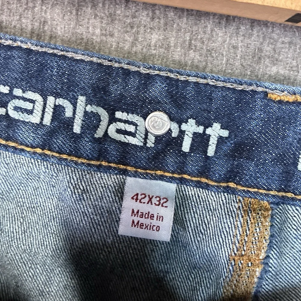 Carhartt Logger Jeans 42x32 Denim Double Knee Work Pants‎ Rare Distressed